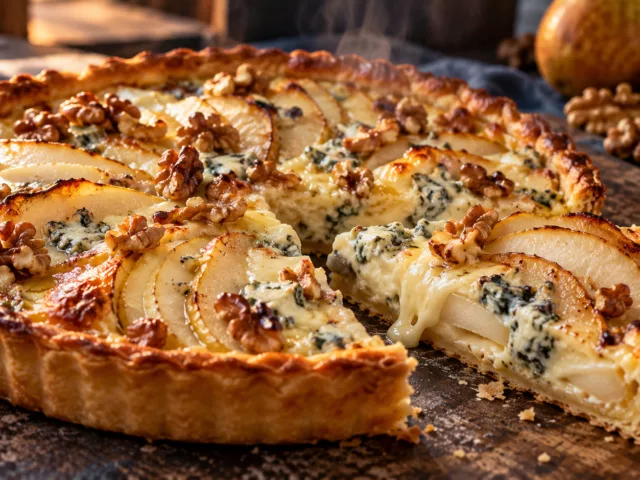 Tarte poires et fourme d ambert fondante