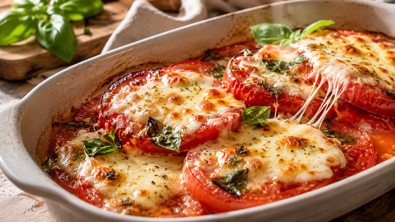 Tomates mozzarella au four fondantes et gratinées 1 Tomates mozzarella au four fondantes et gratinées