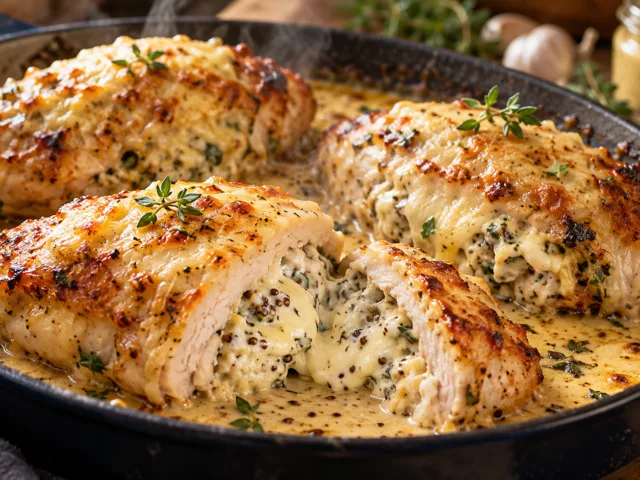 Filets de poulet fourrés au fromage frais et moutarde 2 Filets de poulet fourrés au fromage frais et moutarde