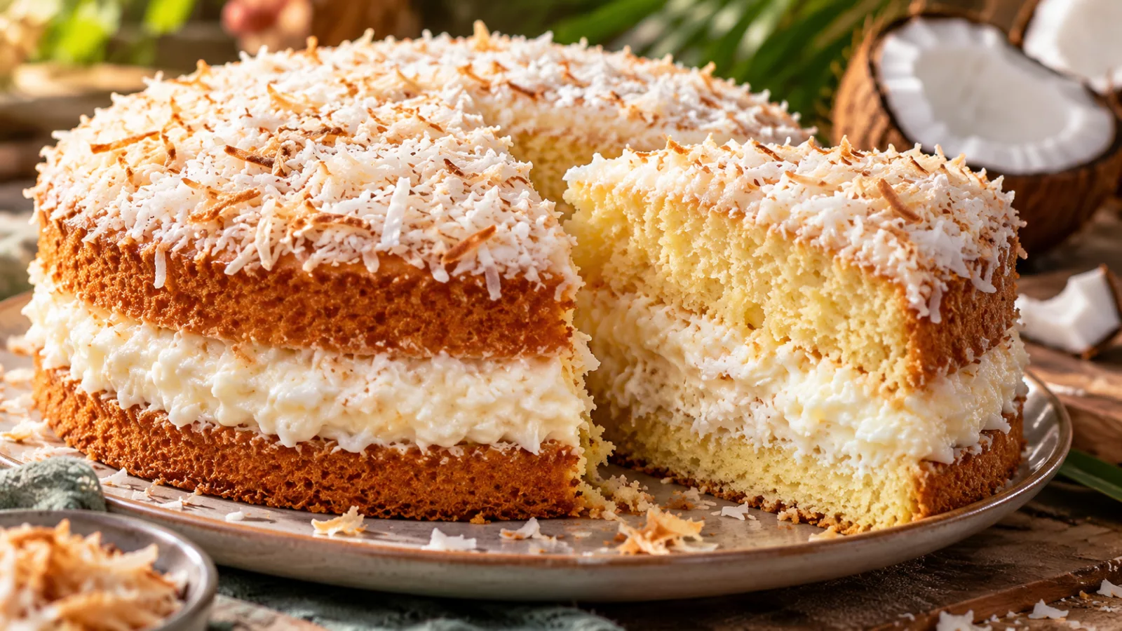 Gâteau fourré à la crème de coco 1 Gâteau fourré à la crème de coco
