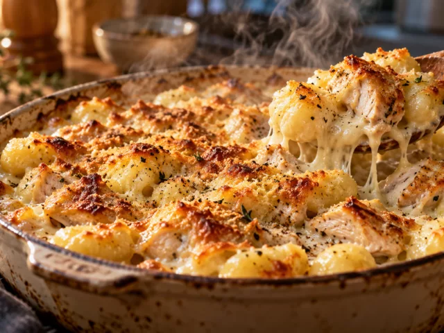 Gnocchis au poulet et à la crème de parmesan gratinés au four 2 Gnocchis au poulet et à la crème de parmesan gratinés au four