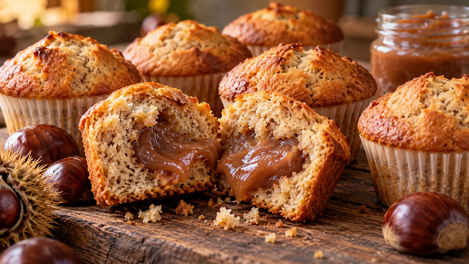 Muffins châtaigne fourrés à la crème de marrons 1 Muffins châtaigne fourrés à la crème de marrons