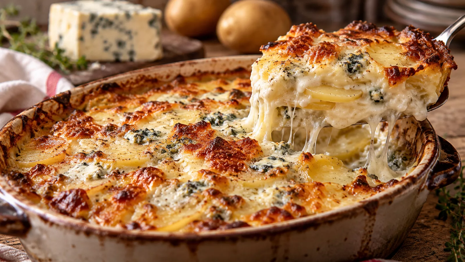 Pommes de terre gratinées à la fourme d'ambert 1 Pommes de terre gratinées à la fourme d’ambert